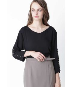 PINKY & DIANNE / ピンキーアンドダイアン シャツ・ブラウス | ◆パールトリミングマットサテンブラウス