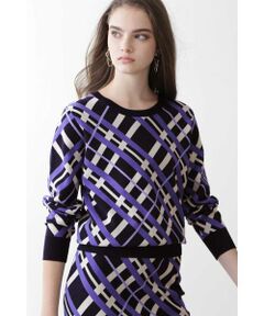 PINKY & DIANNE / ピンキーアンドダイアン ニット・セーター | ◆チェック柄ジャガードニットトップス