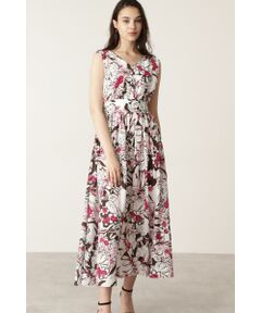 PINKY & DIANNE / ピンキーアンドダイアン ミニ丈・ひざ丈ワンピース | ◆カラーリーフプリントマキシワンピース