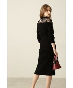 PINKY & DIANNE / ピンキーアンドダイアン ミニ丈・ひざ丈ワンピース | ◆レースコンビニットワンピース