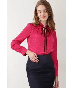 PINKY & DIANNE / ピンキーアンドダイアン シャツ・ブラウス | ◆別珍リボンアニマルジャカードブラウス