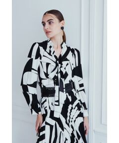 PINKY & DIANNE / ピンキーアンドダイアン シャツ・ブラウス | ◆ジオメトリックバイカラーリボンブラウス