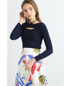 PINKY & DIANNE / ピンキーアンドダイアン ニット・セーター | ◆ミックスリブカットアウトプルオーバー