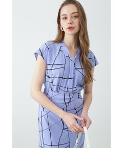 PINKY & DIANNE / ピンキーアンドダイアン シャツ・ブラウス | ◆ラインプリントタックブラウス