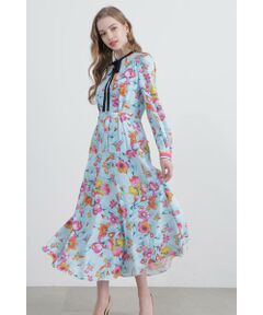 PINKY & DIANNE / ピンキーアンドダイアン ミニ丈・ひざ丈ワンピース | ◆ボタニカルプリントワンピース