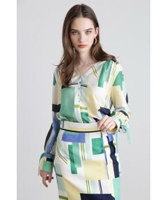 PINKY & DIANNE / ピンキーアンドダイアン シャツ・ブラウス | ◆カラーブロックプリントブラウス