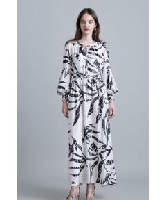 PINKY & DIANNE / ピンキーアンドダイアン ミニ丈・ひざ丈ワンピース | ◆ボタニカルラインプリントワンピース