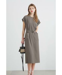 PINKY & DIANNE / ピンキーアンドダイアン ミニ丈・ひざ丈ワンピース | ◆カフススリーブサテンワンピース