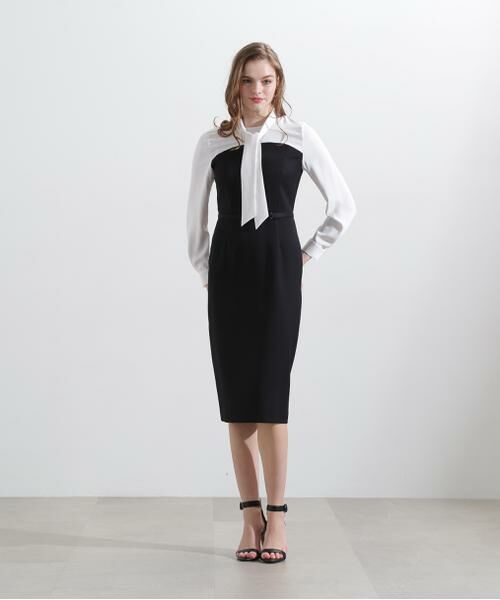 PINKY & DIANNE / ピンキーアンドダイアン ミニ丈・ひざ丈ワンピース | ◆ドライツイルコンビワンピース | 詳細19