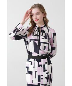 PINKY & DIANNE / ピンキーアンドダイアン シャツ・ブラウス | ◆サークルジオメトリックプリントブラウス