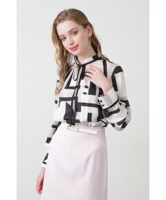 PINKY & DIANNE / ピンキーアンドダイアン シャツ・ブラウス | ◆サークルジオメトリックプリントブラウス