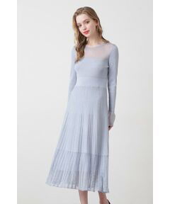 PINKY & DIANNE / ピンキーアンドダイアン ミニ丈・ひざ丈ワンピース | ◆シアーコンビフレアーニットワンピース