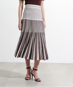 PINKY & DIANNE / ピンキーアンドダイアン スカート | バイカラーストライプフレアーニットスカート