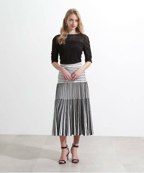 PINKY & DIANNE / ピンキーアンドダイアン スカート | バイカラーストライプフレアーニットスカート | 詳細12