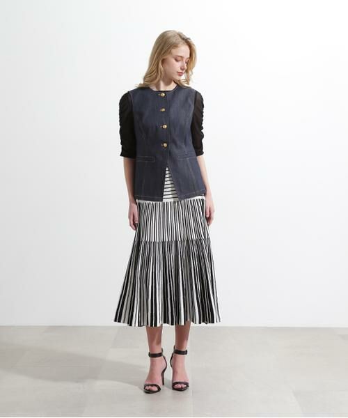 PINKY & DIANNE / ピンキーアンドダイアン スカート | バイカラーストライプフレアーニットスカート | 詳細13