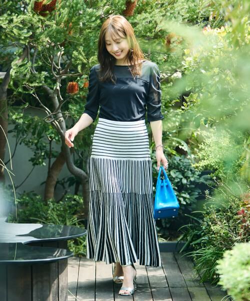 PINKY & DIANNE / ピンキーアンドダイアン スカート | バイカラーストライプフレアーニットスカート | 詳細2