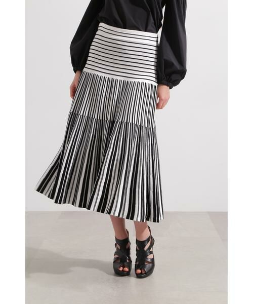 PINKY & DIANNE / ピンキーアンドダイアン スカート | バイカラーストライプフレアーニットスカート | 詳細4