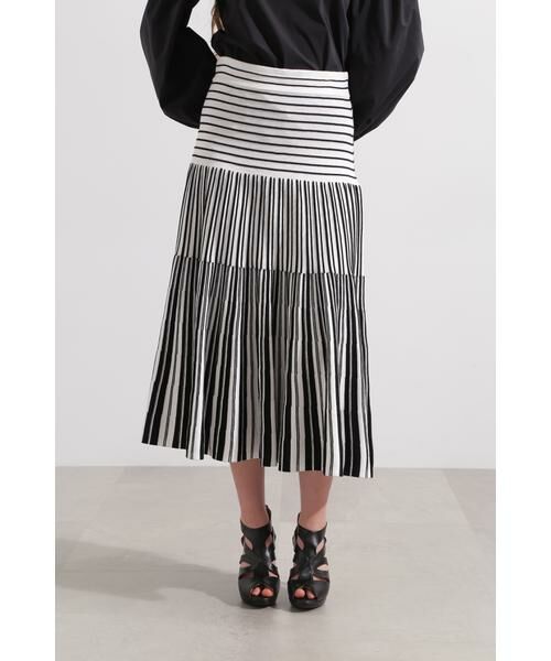 PINKY & DIANNE / ピンキーアンドダイアン スカート | バイカラーストライプフレアーニットスカート | 詳細5