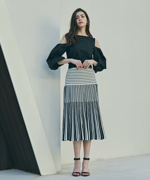 PINKY & DIANNE / ピンキーアンドダイアン スカート | バイカラーストライプフレアーニットスカート | 詳細6