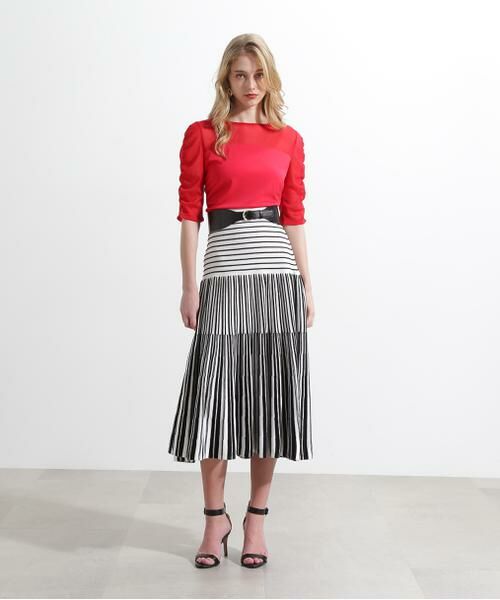 PINKY & DIANNE / ピンキーアンドダイアン スカート | バイカラーストライプフレアーニットスカート | 詳細8