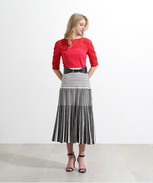 PINKY & DIANNE / ピンキーアンドダイアン スカート | バイカラーストライプフレアーニットスカート | 詳細9