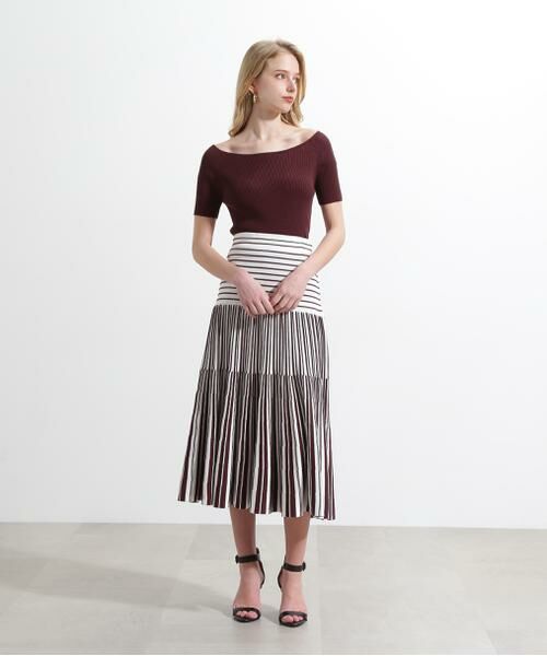 PINKY & DIANNE / ピンキーアンドダイアン スカート | バイカラーストライプフレアーニットスカート | 詳細23