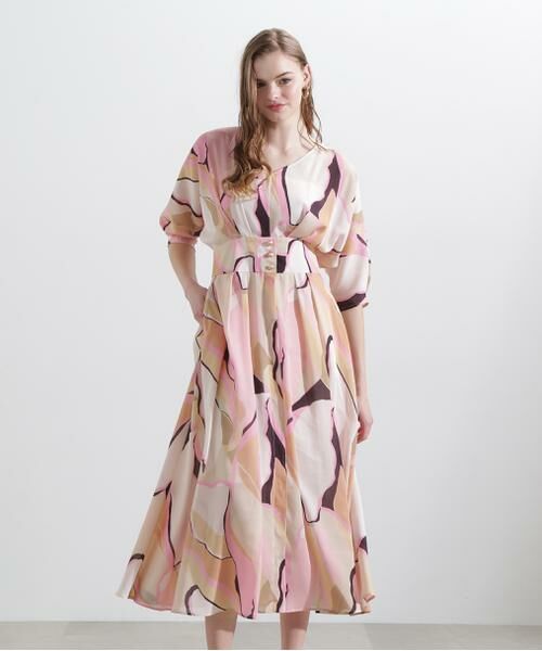 PINKY & DIANNE / ピンキーアンドダイアン ミニ丈・ひざ丈ワンピース | ◆マルチカラープリントワンピース | 詳細3