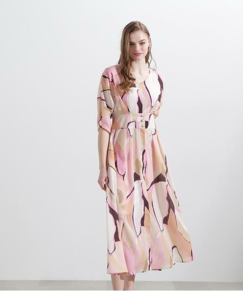 PINKY & DIANNE / ピンキーアンドダイアン ミニ丈・ひざ丈ワンピース | ◆マルチカラープリントワンピース | 詳細5