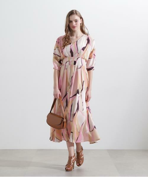 PINKY & DIANNE / ピンキーアンドダイアン ミニ丈・ひざ丈ワンピース | ◆マルチカラープリントワンピース | 詳細9