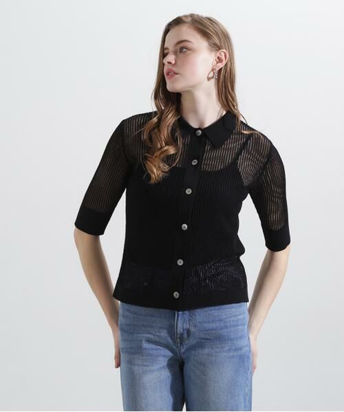 PINKY & DIANNE / ピンキーアンドダイアン ニット・セーター | ◆シアーコンビカーディガン | 詳細2