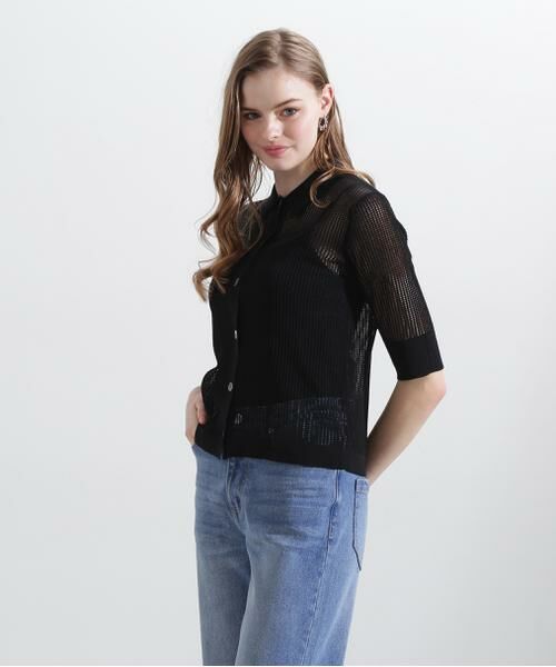 PINKY & DIANNE / ピンキーアンドダイアン ニット・セーター | ◆シアーコンビカーディガン | 詳細3