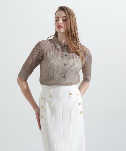 PINKY & DIANNE / ピンキーアンドダイアン ニット・セーター | ◆シアーコンビカーディガン | 詳細8