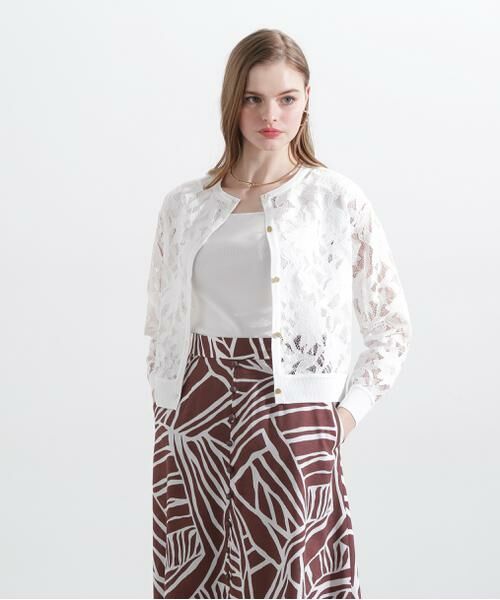 新品未使用✨ピンキーアンドダイアン　レースコンビカーディガン　グリーン　2025 セール】◇レースコンビカーディガン（ニット/セーター