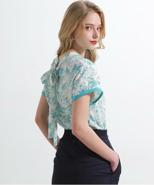 PINKY & DIANNE / ピンキーアンドダイアン シャツ・ブラウス | ◆フラワープリントバックリボンブラウス | 詳細14