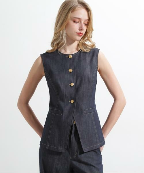 PINKY & DIANNE / ピンキーアンドダイアン シャツ・ブラウス | ◆リヨセルデニムベスト | 詳細2