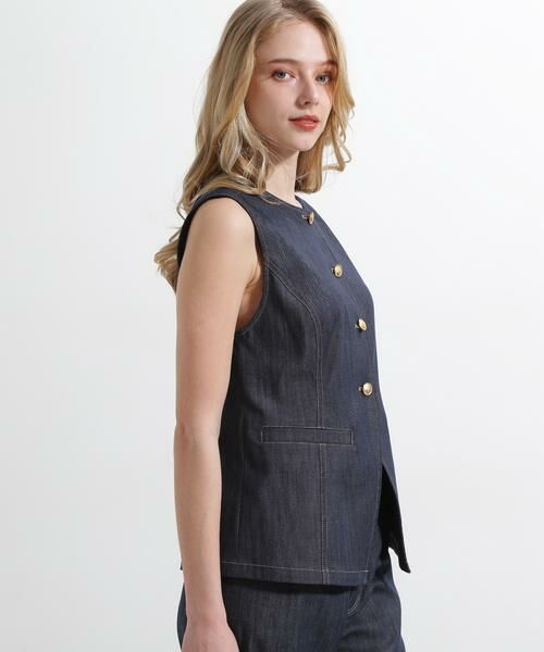 PINKY & DIANNE / ピンキーアンドダイアン シャツ・ブラウス | ◆リヨセルデニムベスト | 詳細3