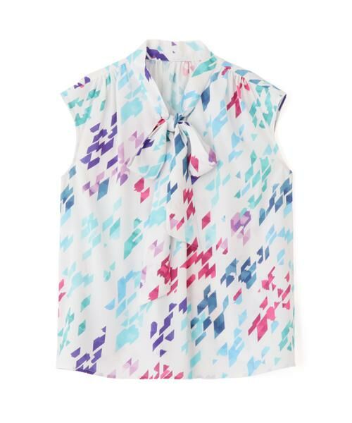 PINKY & DIANNE / ピンキーアンドダイアン シャツ・ブラウス | ◆カラーハウンドトゥースプリントリボンブラウス | 詳細1