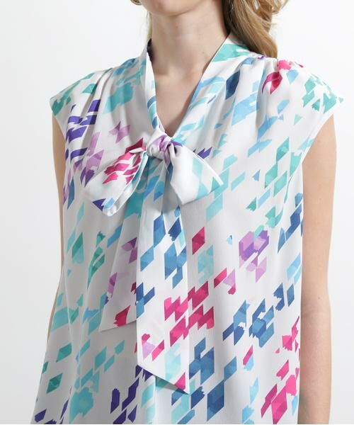 PINKY & DIANNE / ピンキーアンドダイアン シャツ・ブラウス | ◆カラーハウンドトゥースプリントリボンブラウス | 詳細12
