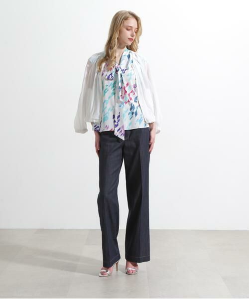 PINKY & DIANNE / ピンキーアンドダイアン シャツ・ブラウス | ◆カラーハウンドトゥースプリントリボンブラウス | 詳細7