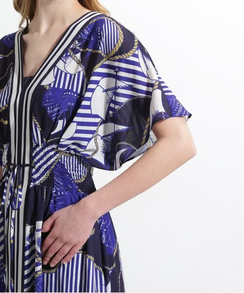 PINKY & DIANNE / ピンキーアンドダイアン ミニ丈・ひざ丈ワンピース | ◆ノーティカルプリントワンピース | 詳細11