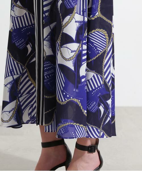 PINKY & DIANNE / ピンキーアンドダイアン ミニ丈・ひざ丈ワンピース | ◆ノーティカルプリントワンピース | 詳細14