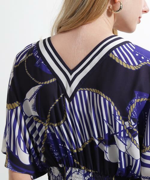 PINKY & DIANNE / ピンキーアンドダイアン ミニ丈・ひざ丈ワンピース | ◆ノーティカルプリントワンピース | 詳細9