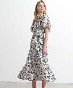 PINKY & DIANNE / ピンキーアンドダイアン ミニ丈・ひざ丈ワンピース | ◆フラワープリントタックスリーブワンピース