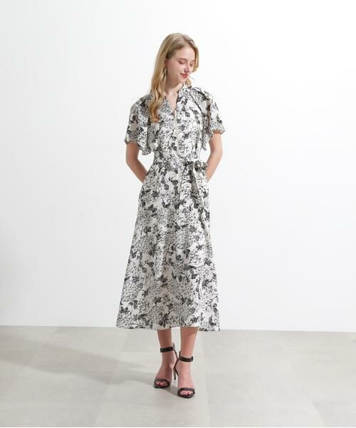 PINKY & DIANNE / ピンキーアンドダイアン ミニ丈・ひざ丈ワンピース | ◆フラワープリントタックスリーブワンピース | 詳細5