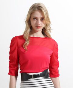 PINKY & DIANNE / ピンキーアンドダイアン カットソー | ◆シアードッキングシャーリングカットソー