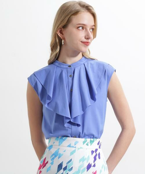 PINKY & DIANNE / ピンキーアンドダイアン カットソー | ◆トリコットラッフルカットソー(ブルー)