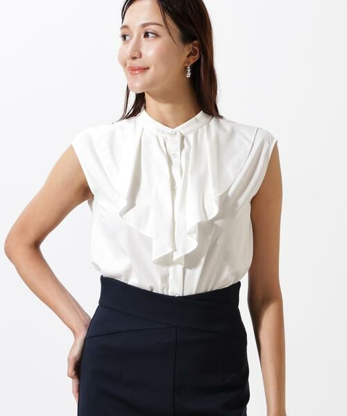 PINKY & DIANNE / ピンキーアンドダイアン カットソー | ◆トリコットラッフルカットソー(ホワイト)