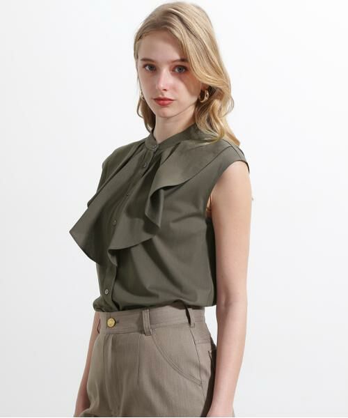 PINKY & DIANNE / ピンキーアンドダイアン カットソー | ◆トリコットラッフルカットソー(グレー)