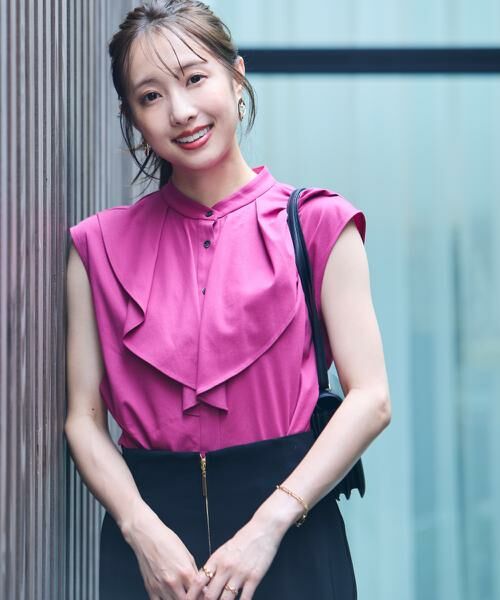 PINKY & DIANNE / ピンキーアンドダイアン カットソー | ◆トリコットラッフルカットソー(マゼンタ1)