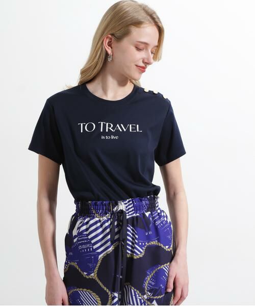 PINKY & DIANNE / ピンキーアンドダイアン カットソー | ◆"ＴＯ　ＴＲＡＶＥＬ"　ロゴＴシャツ | 詳細3